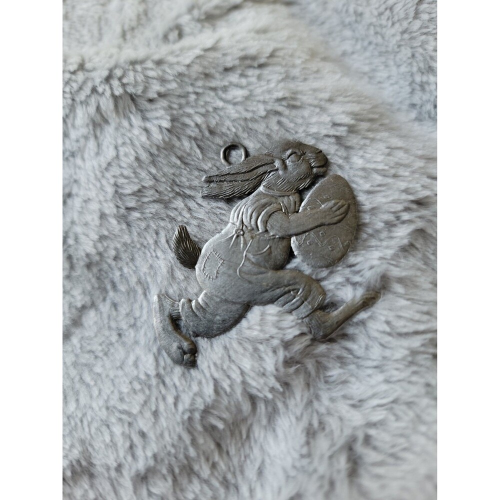 Pewter Bunny Necklace Charm Pendant 2"